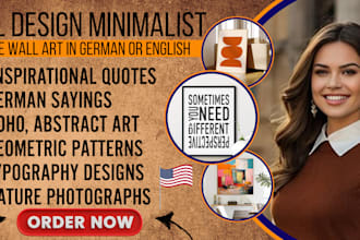 design minimalist printable wall art in german or english