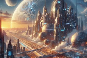 make a awesome science fiction city, concept art illustration