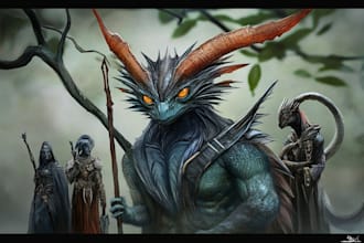 draw fantasy creatures and custom monster illustration