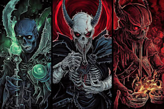 draw metal cover album and heavy metal illustration dark art