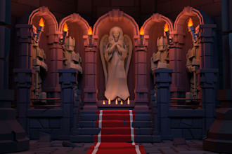 create low poly 3d map, environment, or scene for games, web, or animation