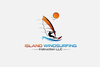 design wind surfing instruction school logo