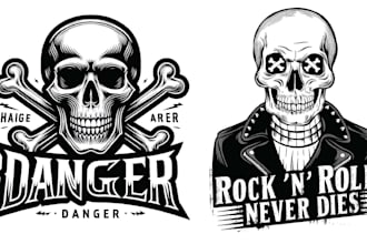 design custom skeleton t shirt skull logo and illustration