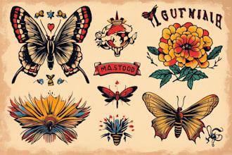 draw awesome old school tattoo style designs