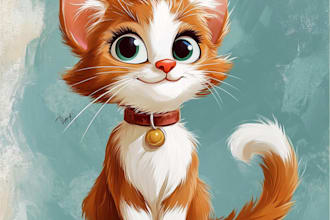 draw your cute pets into cartoon disney style portrait