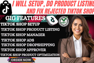 fix tik tok shop, manage tiktok shop, setup tiktok shop dropshipping marketing