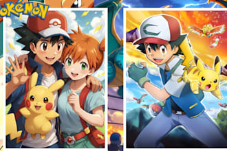 draw you as a pokemon trainer anime character fakemon cartoon character