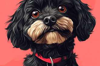 design a custom disney pet portrait illustration