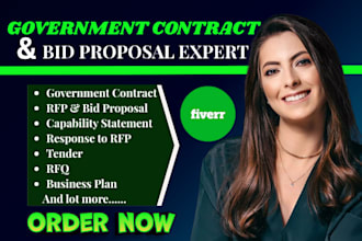 write government contract bid proposal, rfp, capability statement, tender, rfq
