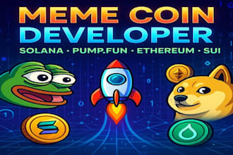 be your blockchain developer for meme coin on solana, pumpfun, ethereum, sui