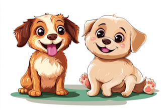 draw pet cartoon or animal illustration in vector art