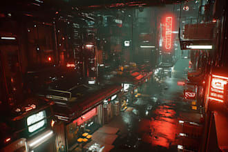 draw cyberpunk scifi futuristic city concept art illustration