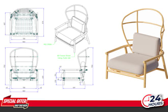 create detailed furniture drafting and 2d cad drawings for production