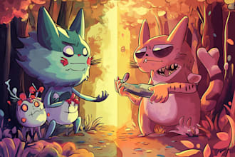 draw a digital cartoon illustration