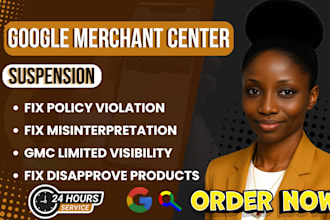 fix google merchant center suspension, misrepresentation and policy issues