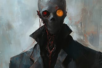 design horror and any fantasy horror character, game art illustration