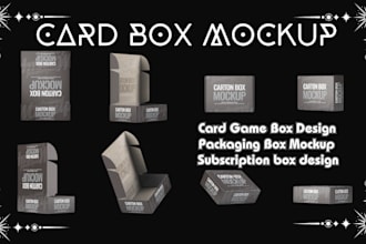 card box mockup, subscription box, packaging box, card game box, mailer box, tcg