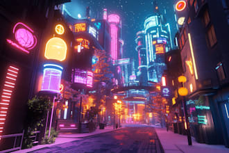make futuristic cyberpunk city and sci fi concept art