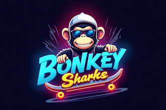 design monkey with skateboard logo with unlimited revisions