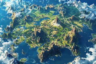 create a beautiful fantasy map in 4k for you