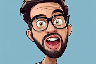 funny cartoon character, caricature, logo, portrait