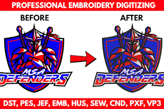 do professional embroidery digitizing into dst,pes,emb,jef,pxf files quickly