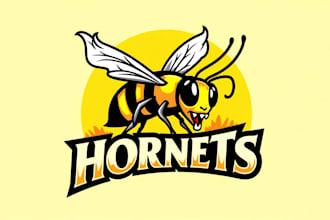 design outstanding hornet sport mascot logo design with express delivery