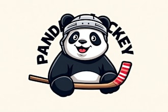 design high quality panda hockey mascot logo with creative concept