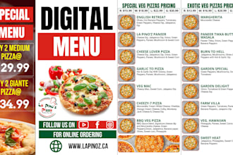 design modern digital menu restaurant food menu TV screen menu and food flyers