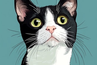 draw a portrait of your cat, dog, pet into a cartoon vector