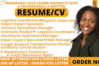 write professional ats optimized transportation, logistics coordinator resume