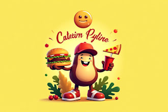 do a creative burger, pizza, drink, catering, food, or mascot logo