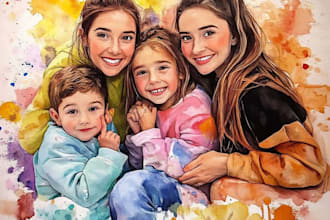 amazing family watercolor portrait paintings