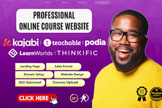 setup podia, thinkific, kajabi, teachable, learnworlds online course website