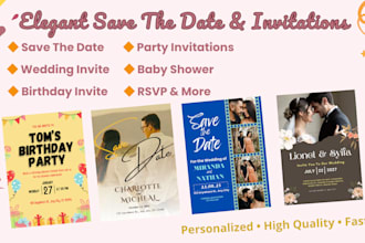 design unique save the date and party invitation cards with rsvp for your event