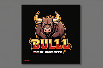 make a high quality angry bull mascot logo design for you with new concept