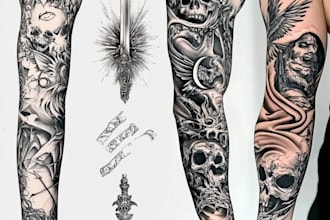 create custom tattoo and full sleeve tattoo design