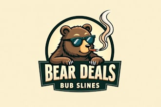 design high quality bear smoking mascot logo in express delivery