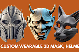 sculpt printable  custom 3d model of 3d mask, 3d helmet, oni mask, cosply design