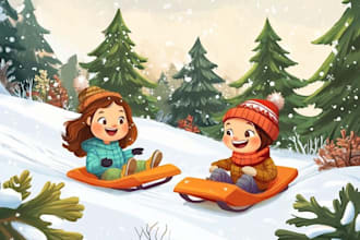 illustrate cute children picture book illustration, picture book