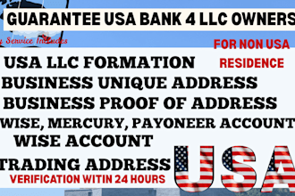 open USA business mercury wise payoneer bank account for USA llc ein owners