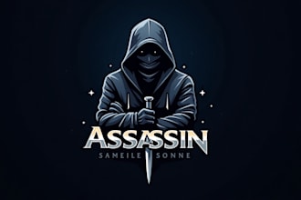 design awesome assassin sword mascot logo with express delivery
