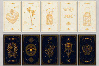 design custom playing card box design, tarot decks, oracle card for game board