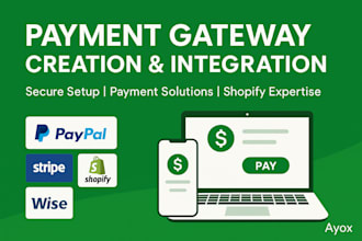 integrate shopify payment gateway, stripe, paypal, wise, square, payoneer