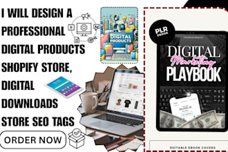 design a professional digital products shopify store, digital downloads store