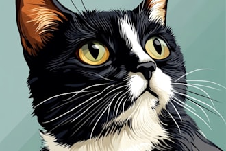draw your cat, dog, or any pet into cartoon vector portrait