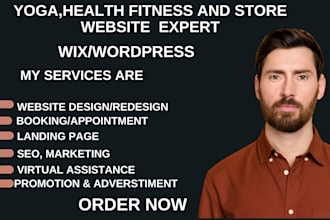build fitness website yoga,fitness store gym wix website wordpress seo