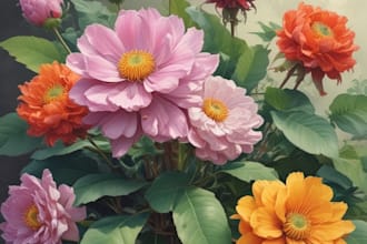 paint watercolor botanical illustration of flowers, plant