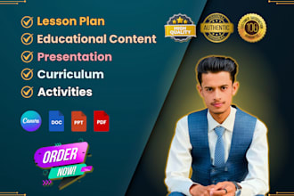 create lesson plans, educational content and presentations