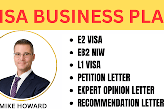 write business plans, petition letter for eb2 niw e2 and l1 visa